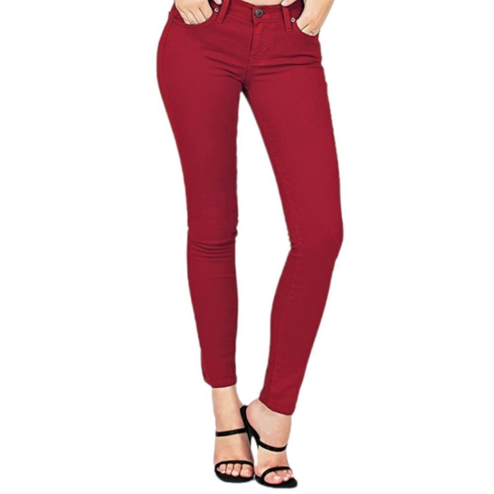 ☔️🩵Angry Rabbit Burgundy Mid Rise Stretch Skinny Jeans Size 10/30